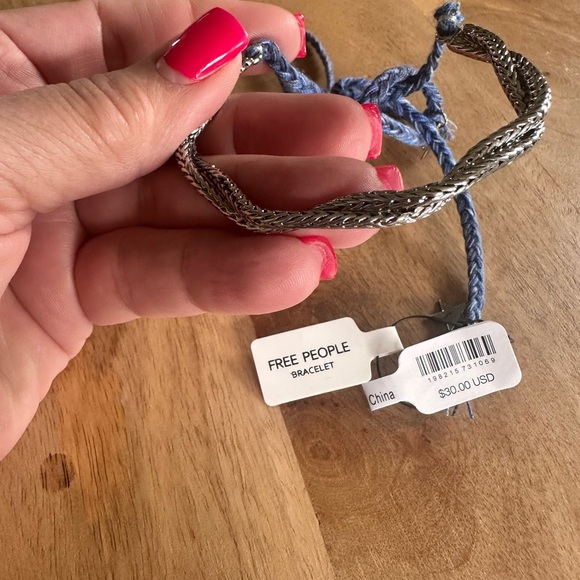 FREE PEOPLE Hang Loose Bracelet - Silver/Navy - Picture 6 of 6